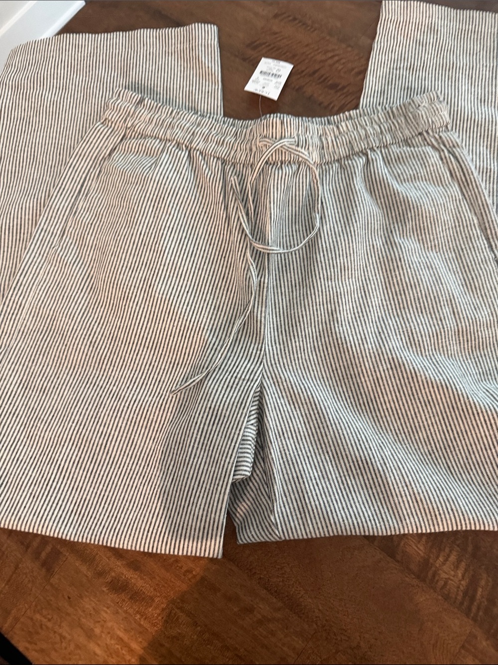 J. Crew Striped Wide-Leg Drawstring Pants - Beige & White
